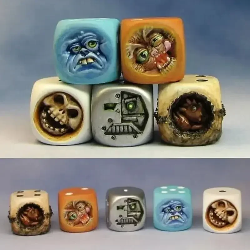 Board Game Dungeons And Dragons - 레진 몬스터 페이스 주사위 세트 할로윈