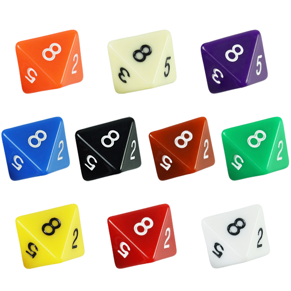 D8 폴리헤드럴 다이스 세트 10개 불투명 컬러풀 8면 - Board Game Digital 리뷰 및 가격