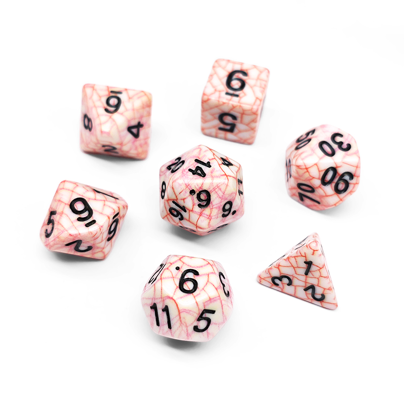 7개의 다면체 빨간색 크랙 질감 아크릴 주사위 세트 ( - Board Game Dungeons And Dragons 리뷰 및 가격