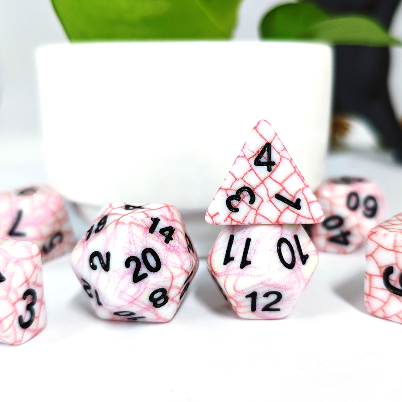7개의 다면체 빨간색 크랙 질감 아크릴 주사위 세트 ( - Board Game Dungeons And Dragons 리뷰 및 가격