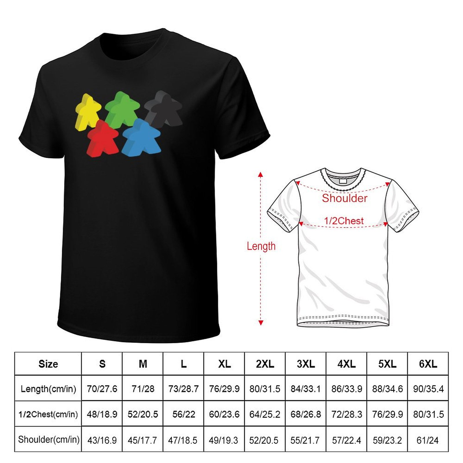 미플(보드 게임 토큰) 5개 세트 티셔츠 레트로 스타일 - Meeple Token Set 리뷰 및 가격